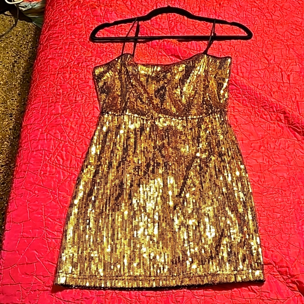 Urban outfitters rose Gold sequin mini dress